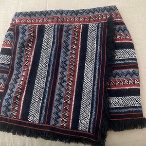 Woven Wrap Skirt with Fringe Detailing